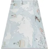 Bambino 1163 Waschteppich Weltkarte, Welt Für Kinder Anti-rutsch - Blau Blue 160x220 Cm