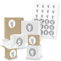 itenga Adventskalender 24x Geschenk Würfel Quader gemischt Zahl Rentierkopf Grau
