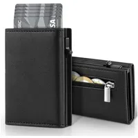 OYLCDI Geldbörse Geldbörse Herren Slim Wallet RFID Blocking Kohlefaserleder (Portmonee Herren mit 11 Kartenetui, Ausweisfenster, Geldscheinklammer, Minimalistischer Geldbeutel Herren,Geldbörse Herren mit RFID Schutz, Portmonee Portemonnaie Herren klein, Slim Wallet mit Münzfach, Mini Geldbörse Herren&Damen, Kreditkartenetui Kartenetui-Geldbeutel) schwarz