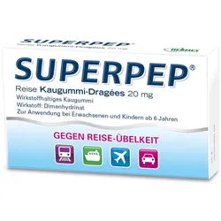 SUPERPEP Reise Kaugummi-Dragees 20 mg 10 St Kaugummi