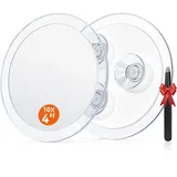 Auxmir 10X Vergrößerungsspiegel 10-Facher mit 3 Saugnäpfen, 10cm Runde Make Up Spiegel mit Vergrößerung, Schminkspiegel für Zuhause, Badezimmer und unterwegs, tragbar, Entfernung von Mitesser/Blasen