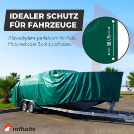 Rotfuchs Premium Abdeckplane mit Ösen, 700 g/m2 PVC RipStop-Gewebe Reißfest & Wasserdicht Universell für Pool, LKW, Holz Gartenmöbel Abdeckung, Schutzplane, Gewebeplane | 28m2 Fläche - Grün