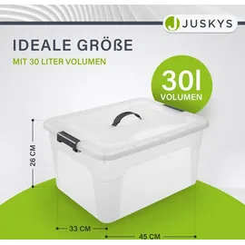 Juskys Aufbewahrungsbox 30 l 6-tlg. transparent/weiß