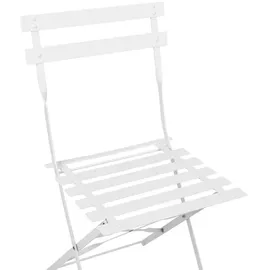 Beliani Balkonset Weiß Stahl 3-teilig Runder Tisch mit 2 Stühlen Zusammenklappbar Modern Französicher Stil Terrasse Garten Outdoor Ausstattung