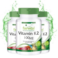 Fairvital | Vitamin K2 MK-7 100μg - HOCHDOSIERT - Menaquinon MK-7 - natürlich & fermentiert aus Natto - VEGAN - 270 Kapseln (90x3)