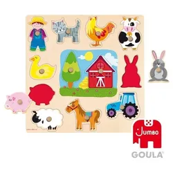 Goula Holzpuzzle Silhouetten Bauernhof, 12-teilig