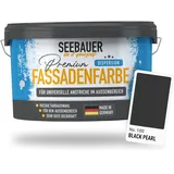 SEEBAUER diy Universal-Fassadenfarbe Schwarz 2,5L für Außen (No. 100 Black Pearl) Hoch deckende Fassadenfarbe mit Wetterschutz - Geeignet für Putz, Mauerwerk und Beton