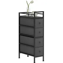 Homcom Kommode Schrank mit 4 Schubladen aus Vliesstoff Schmal Aufbewahrungsschrank Schubladenschrank mit Stahlrahmen, Modern Sideboard für Schlafzimmer, Wohnzimmer Schwarz