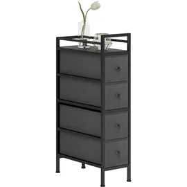 Homcom Kommode Schrank mit 4 Schubladen aus Vliesstoff Schmal Aufbewahrungsschrank Schubladenschrank mit Stahlrahmen, Modern Sideboard für Schlafzimmer, Wohnzimmer Schwarz