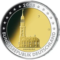 2 Euro Gedenkmünze "Hamburger Michel" 2008 in bester Prägequalität prägefrisch - einzeln