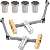 2 Stück Holzbearbeitung Bankhaken 20mm, Tisch Werkbank Klemme, Niederhalter Werkbank Klemme,Edelstahl Tisch Hobel Stop Bank Hunde Klemme,Niederhalter Klemme für Hobelbank (Edelstahl-Silber)