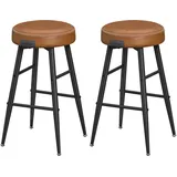 VASAGLE EKHO Kollektion - Barhocker, Set, Barstuhl, Küchenstuhl, Kunstleder, Mid-Century-Modern-Stil, 63 cm hoch, Küche, Esszimmer, einfacher Aufbau, karamellbraun LBC280K01