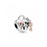 PANDORA DISNEY Charm "Mickey & Minnie Vorhängeschloss Herz" silber 14k rosèvergoldet 780109C01