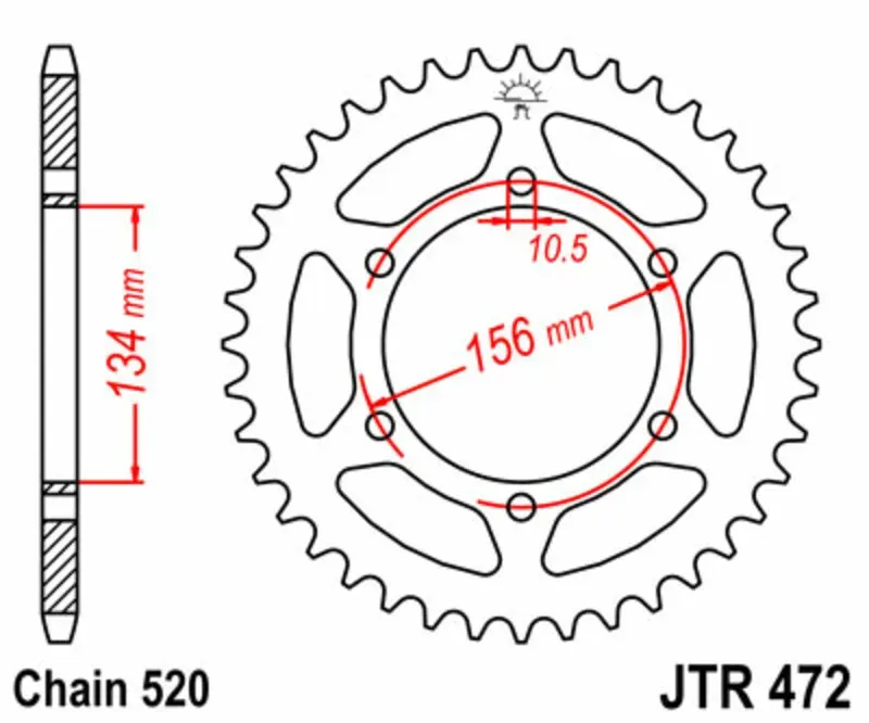 JT SPROCKETS Standard-Stahlkrone 472 - 520