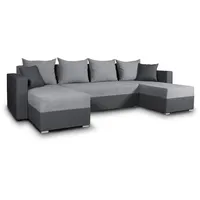 Silape Wohnlandschaft Grau, Textil, 7-Sitzer, U-Form,Rechteckig, 298x80x142 cm, Wohnzimmer,