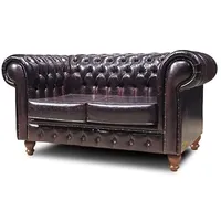 Chesterfield Sofa 2-Sitzer - Veganes Leder - My Chesterfield Antik Rot - Handgefertigtes, hochwertiges Original Chesterfield, 100% Veganes Leder - Breite 150cm