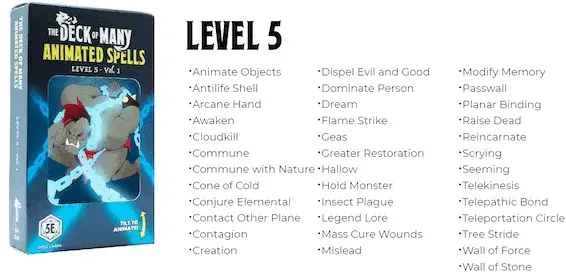 Decks of Many Animated Things (animierte Zauberkarten D&D 5E) - Level 5 Volume 1