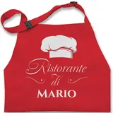 Kinderschürze Schürze Kinder Jungen Mädchen - Pizzaschürze - Ristorante di Name | Geschenk Pizza Zubehör | Pizzabäcker I Pizza Fan - 7-14 Jahre - Rot - personalisiertes mütze personalisierte - 7-13 Jahre