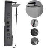 Vevor Duschpaneel-Turmsystem (4 in 1) mit Regenwasserfall-Duschkopf, (124 cm) Duschsäule aus gebürstetem Edelstahl, Regenmassagesystem zur Wandmontage, mit Handbrause & 4 kleiner Massagedüsen