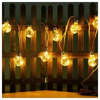 GLOBO Solarlampe Lichterkette Außenlampe 10x LED Glühbirne Hanfseil Gartendeko