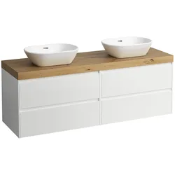 LAUFEN LANI Waschtischplatte mit Ausschnitt rechts und links mit Unterschrank 160 cm mit großer Schublade rechts und links H4065941122661, Badmöbel,