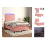 vidaXL Boxspringbett mit Matratze & LED Rosa 120x200 cm Samt