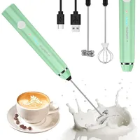 Philorn Milchaufschäumer Stab, Milchaufschäumer Elektrisch Stab Hand Held, 3-Gang USB Aufladbar Aufschäumer, Manuelle Milchschäumer für Kaffee/Latte/Cappuccino/Eier Schlagen (Grün)