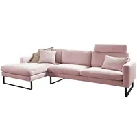 KAWOLA Ecksofa Ricarda Cord Recamiere links rosa
