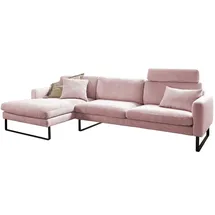 KAWOLA Ecksofa Ricarda Cord Recamiere links rosa