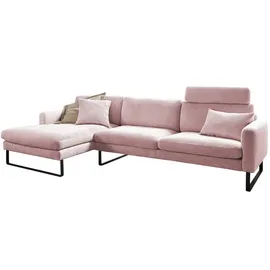 KAWOLA Ecksofa Ricarda Cord Recamiere links rosa