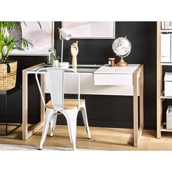 Schreibtisch weiß / heller Holzfarbton 120 x 60 cm JENKS