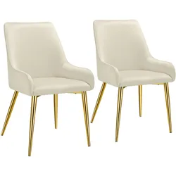 TECTAKE Polsterstuhl Avane, Samtoptik, Belastbarkeit 120 kg  2er Setbeige
