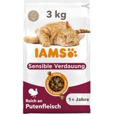 Iams 3kg Vitality Sensitive Digestion Adult & Senior mit Truthahn Katzenfutter trocken