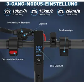 RCB 10 ZOLL E-Scooter, mit Straßenzulassung ABE Elektroscooter Max Range 35km E-roller mit APP max Speed 20km/h 36V10.4AH - Grau