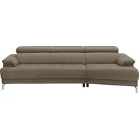 Ecksofa EGOITALIANO "Soul, extravagantes Designsofa, Megasofa, super bequem, tolle Details", grau (taupe), B:246cm H:99cm T:140cm, Leder »BULL« (echtes Rindsleder). Geschliffenes, pigmentiertes und behandeltes Rindsleder mit einer Dicke von 1, 3-1, 5 mm. Dieses Leder zeigt eine ziemlich weiche Hand mit einem halb undurchsichtigen Aussehen. Es handelt sich um ein geschütztes Leder. Eine leichte Deckschicht schützt sie vor Flecken, ohne ihre ursprünglichen Eigenschaften zu verändern. Die geschützten Leder