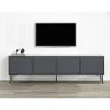 Hammel Furniture TV-Board HAMMEL FURNITURE "Mistral Fernsehschrank, Medienmöbel", grau (graphit, graphit stoff), B:214,9cm H:62cm T:45cm, Spanplatte, Massivholz, Stoff, MDF, Sideboards, mit Türen mit Akustikstoff, Metall Füße, Lowboard, B: 214,9 cm