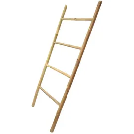Dekoleidenschaft Handtuchleiter aus Bambus, 115 cm hoch, 4 Sprossen, Handtuchständer, Kleiderständer, Pflanzenleiter, Kleiderleiter, Aussen-Handtuchhalter, Anlegeleiter, Kletterhilfe, Garten-Deko
