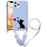 Yoedge Handykette für Xiaomi Redmi Note 10/10S 4G Hülle mit Kordel Umhängenhülle Smartphone Necklace Hülle mit Band 6,43", Silikon Handy Schutzhülle TPU Bumper Cover mit Kette abnehmbar, Katze 2