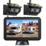eRapta 2 Magnetisch Solar Rückfahrkamera Kabellos mit 7" 1080P Monitor: 9600mAh Akku 1 Mins DIY Installation & Dual-Split Funk Rückfahrkamera, IP69K Wasserdicht Rückfahrkameras für Auto, LKW, Van, RV