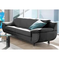 TRENDMANUFAKTUR 3-Sitzer Rondo, Breite 207 cm, breite Armlehnen, Füße schwarz, Big-Sofa wahlweise mit Federkern, in verschiedenen Bezügen bestellbar schwarz