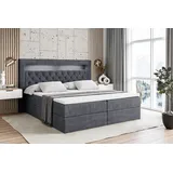 altdecor BOXBETT LED mit H4-Matratze und Lattenrost - NOEL GOLD - 160x200 Dunkelgrau
