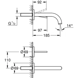 Grohe Atrio 2-Loch-Waschtischbatterie Supersteel