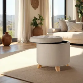 Tectake Sitzhocker Suna Polyester 44,5 x 41,5 x 44,5 cm Beige