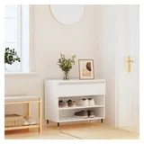 furnicato Schuhschrank Weiß 70 x 36 x 60 cm aus Holzwerkstoff und Metall (1-St) Stabiles Schuhregal mit Schublade, zwei Fächern und Ablagefläche weiß