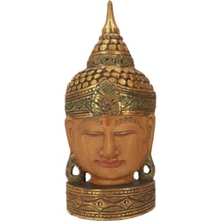 Guru-Shop Buddhafigur Stehende Buddha Maske, Thai Buddha Statue -.. gelb 22 cm x 50 cm x 9 cm
