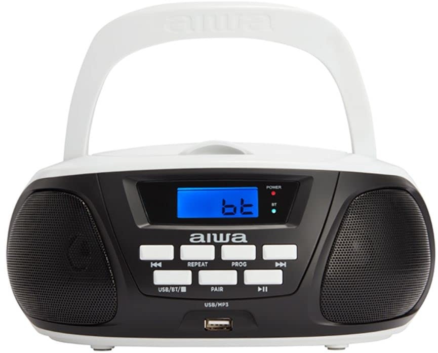 Aiwa BBTU-300BW: Tragbares CD-Radio mit Bluetooth, USB, Aux In, Radio-Tuner, Sonderedition für Kinder und Mädchen