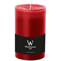 Wiedemann Kerzen Wiedemann Marble Rustik Kerzen, Stumpenkerzen,  Weihnachtsrot (Rubin Rot) 130 x Ø 78 mm