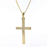 HOPLO Kreuzanhänger Anhänger Kreuz mit massiver Goldkette 1,1 mm 333-8 Karat Gold, Made in Germany 45 cm