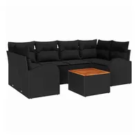 vidaXL Garten-Lounge-Set 7-tlg. schwarz