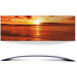 Wandbild ARTLAND "Schöner Sonnenuntergang Strand", orange (farbe bild(er): orange), B:110,4cm H:55,4cm, Papier, MDF, Bilder, 3D Optik gebogen